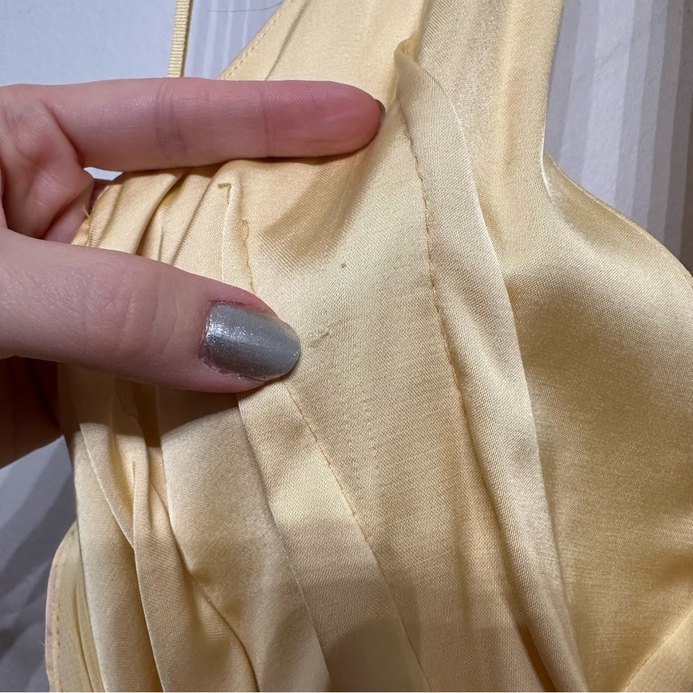 Abercrombie & Fitch Yellow Maxi Dress with Pink Brushstroke Print - Picture 12 of 14